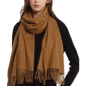Women's Brown Pashmina Shawl Wraps Cashmere Feel Winter Scarf Soft Warm Blanket